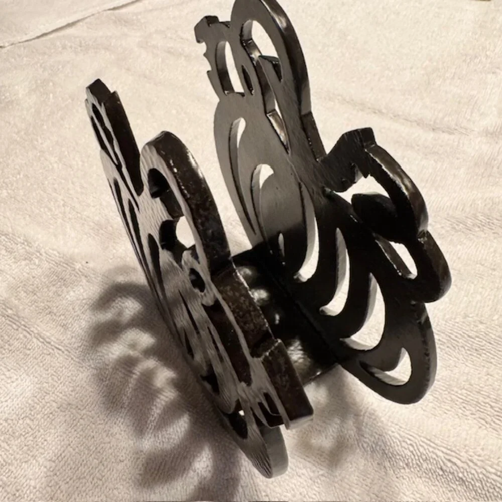 Crate And Barrel Hammered Metal Pumpkin Napkin Holder- Dark Brown Bronze - New
